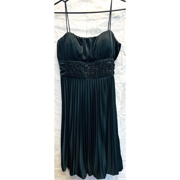 Betsy & Adam Dresses & Skirts - Betsy & Adam By Linda Bernell Black Pleated Dress With Beaded Waistband Size 14